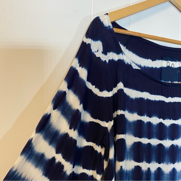 NWT Johnny Was Baillon Tunic Tie Dye Stripe Dress Blue Bell Sleeves PG2003-417 - Picture 6 of 13